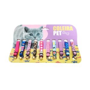 Coleira p/ gato elástica c/ guizo cartela 10 unidades atacado pet