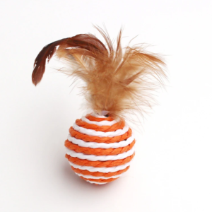 Brinquedo para Gatos com Catnip bola de Sisal e Penas Colorida Atacado