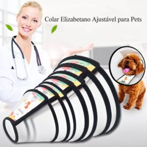 Colar Elizabetano para Pets Cone 7 tamanhos Ajustáveis com Velcro